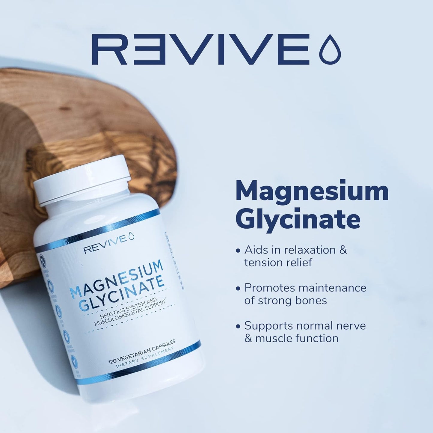 Pure Magnesium Glycinate Capsules 200mg by Revive MD