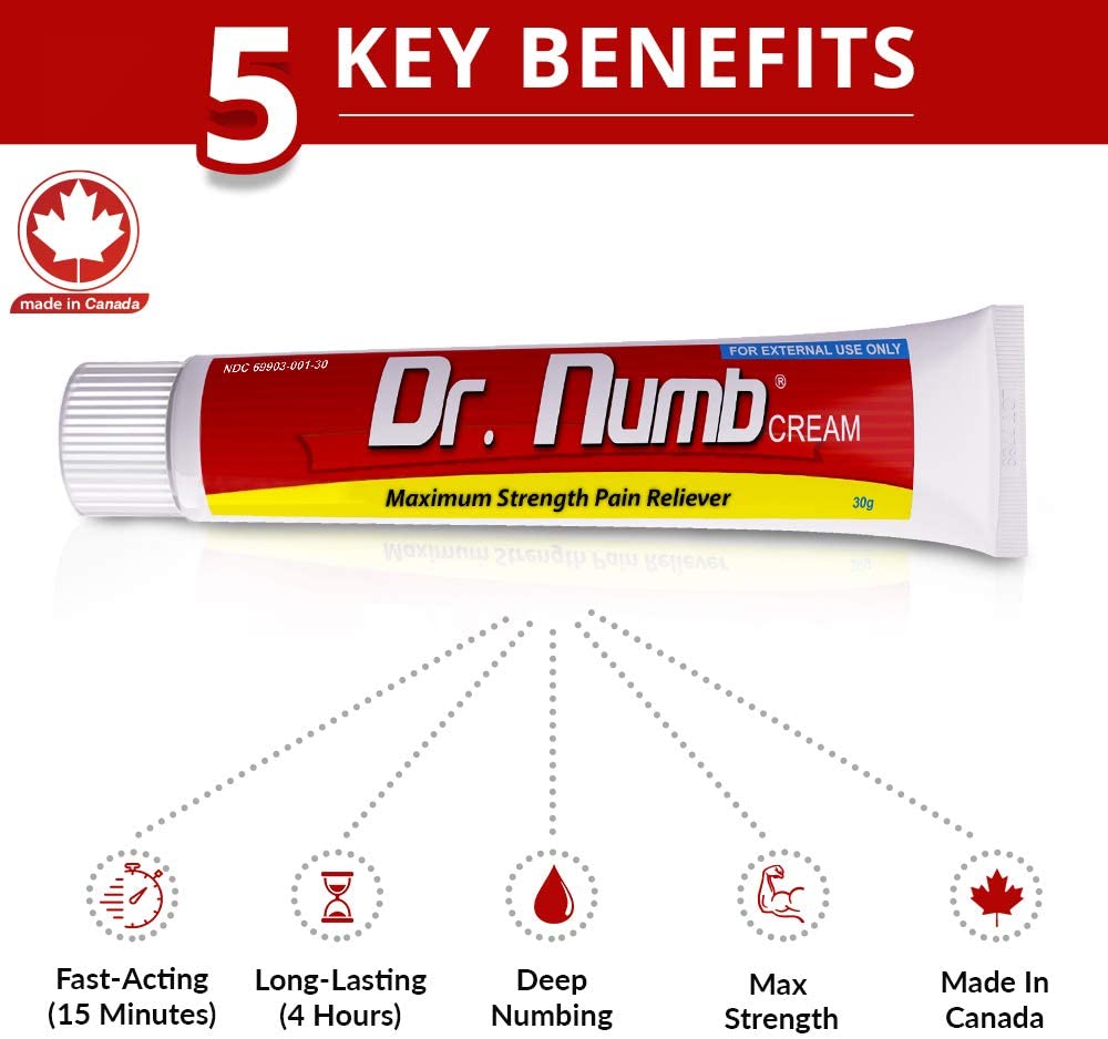 Dr. Numb 5% Lidocaine Topical Numbing Cream for Pain Relief