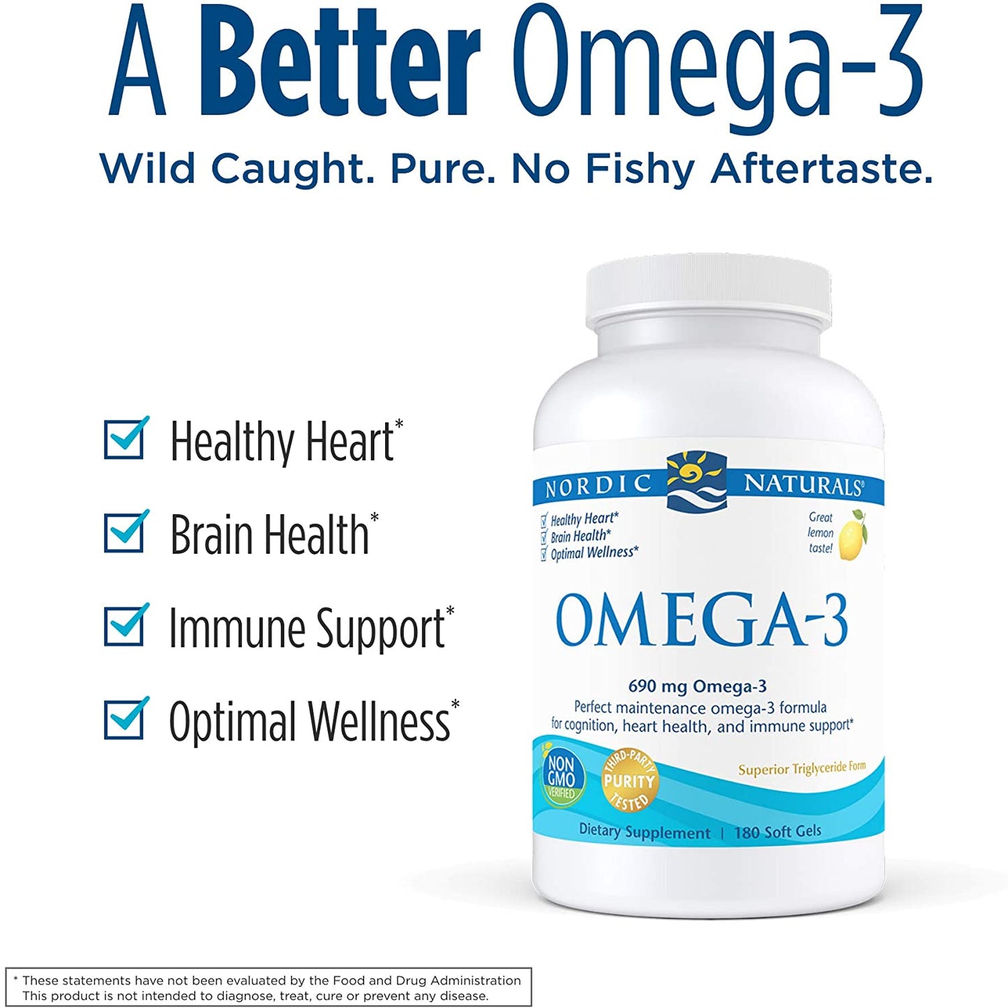 Nordic Naturals Omega-3, Lemon Flavor -180 Soft Gels