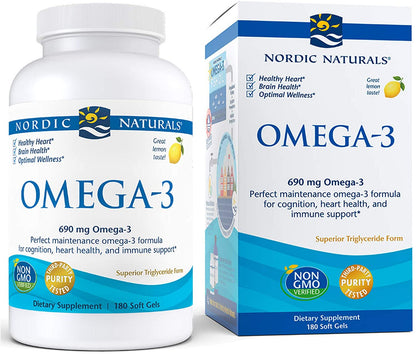 Nordic Naturals Omega-3, Lemon Flavor -180 Soft Gels