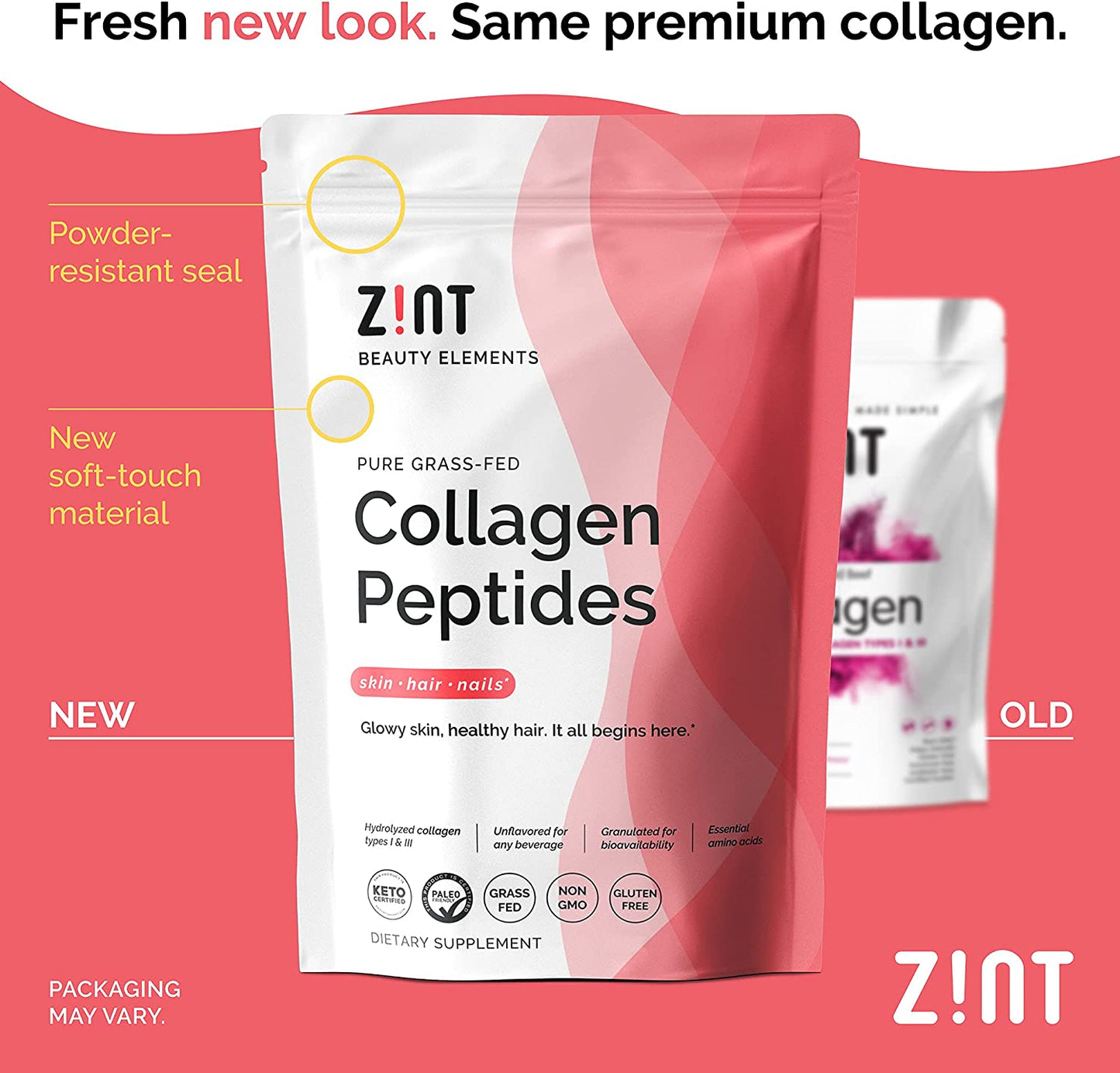 Zint Collagen Peptides Powder: Paleo & Keto Certified 16oz