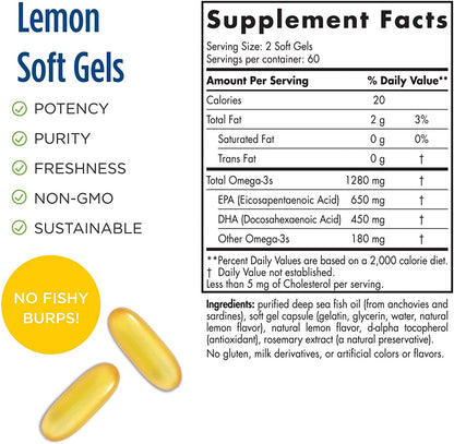 Nordic Naturals Ultimate Omega, Lemon Flavor - 120 Soft Gels