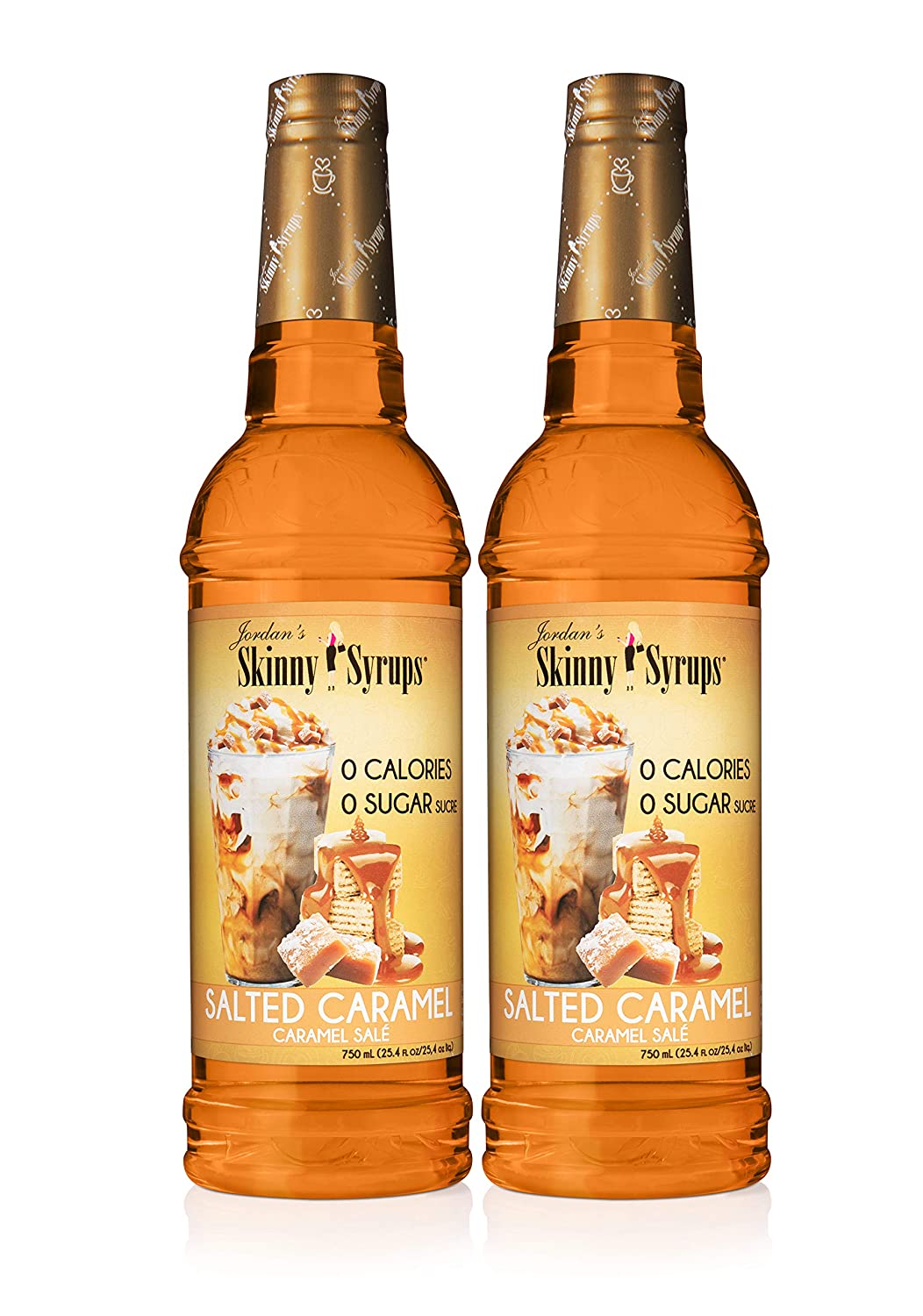 Jordan's Skinny Syrups Salted Caramel, Sugar Free Flavoring Syrup, 25.4 Fl Oz (pk2)