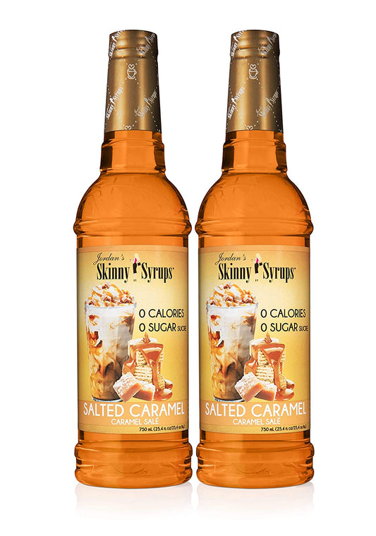 Jordan's Skinny Syrups Salted Caramel, Sugar Free Flavoring Syrup, 25.4 Fl Oz (pk2)